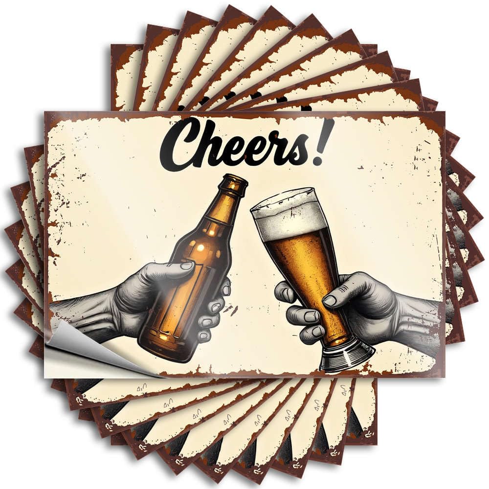 Cheers! Bottle and Glass Clinking Summer Bumper | Guys Waterproof Vinyl Laptop Indoor Removable Decal Peel Stick(12X18CM)