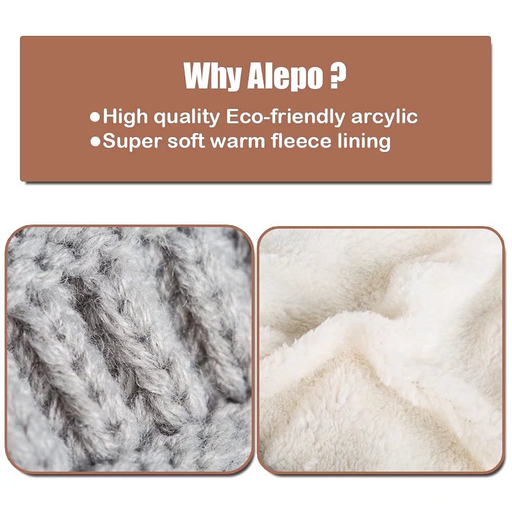 Alepo Fleece Lined Baby Beanie Hat, Infant Newborn Toddler Kids Winter Warm Knit Cap for Boys Girls (Navy&White)