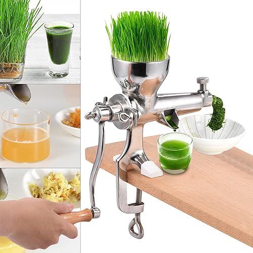 Miniatura 2 de Exprimidor manual de pasto de trigo Extractor de exprimidor manual de acero inoxidable para exprimir hierba de trigo, uvas de manzana, frutas,