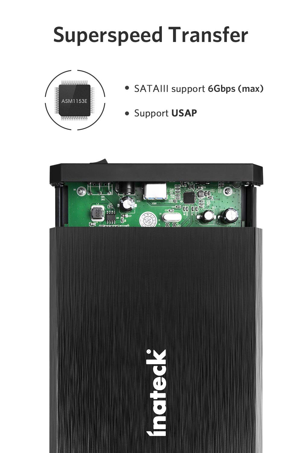 Inateck Boîtier Externe Disque Dur 3,5 Pouces USB 3.0 Disque Dur Externe/SSD Boîtier en Aluminium pour Disque Dur 3.5/2.5 SATA