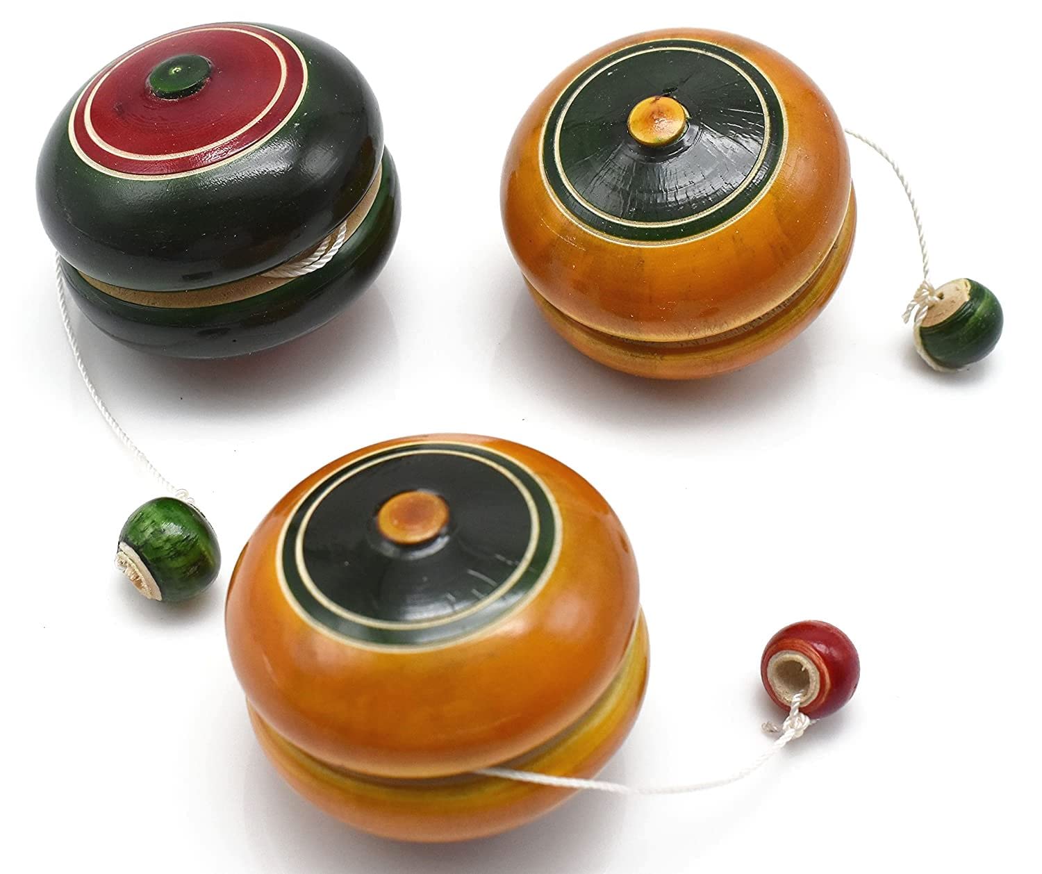 Channapatna Toys Wooden Yo-Yo Toy for Kids (3 Years+) - Set of 3 pcs - Multicolor -Curiosity & Fine Motor Skills