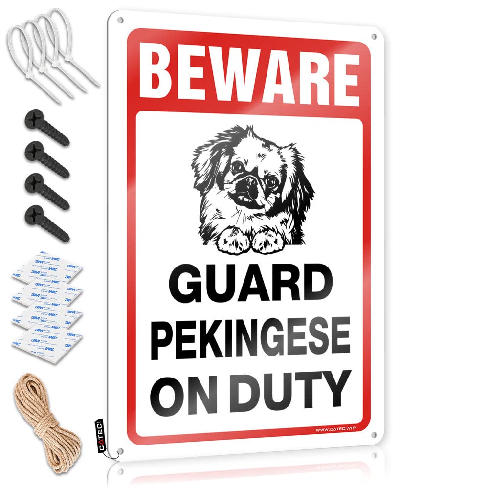 Funny Home Decor Beware! Guard Pekingese On Duty Tin Sign Signs For Room Funny Kitchen Signs