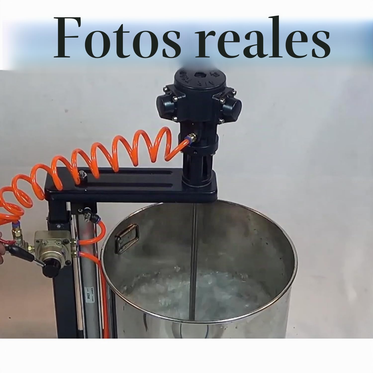 Genérico Mezclador Neumático, Agitador de Pintura de Elevación Automática de 5 Galones/20 L, Altura Ajustable Acero Inoxidable, Mezclador Aire Vertical Escritorio, Máquina Mezcladora Tinta para