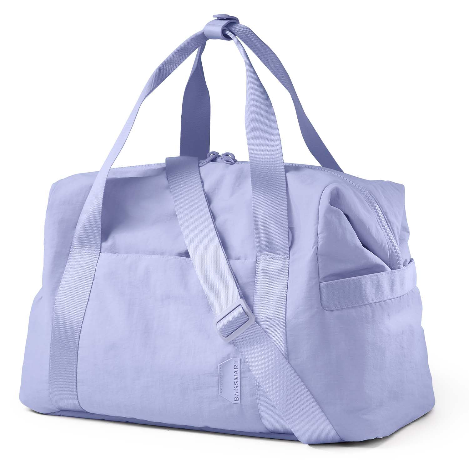 BAGSMARTBAGSMART Gym Bag for Women, Carry on Weekender Overnight Bag, Travel Duffel Bags with Trolley Sleeve, Personal Item Travel Bag Tote Bag Workout Dance Bag, Purple-34L
