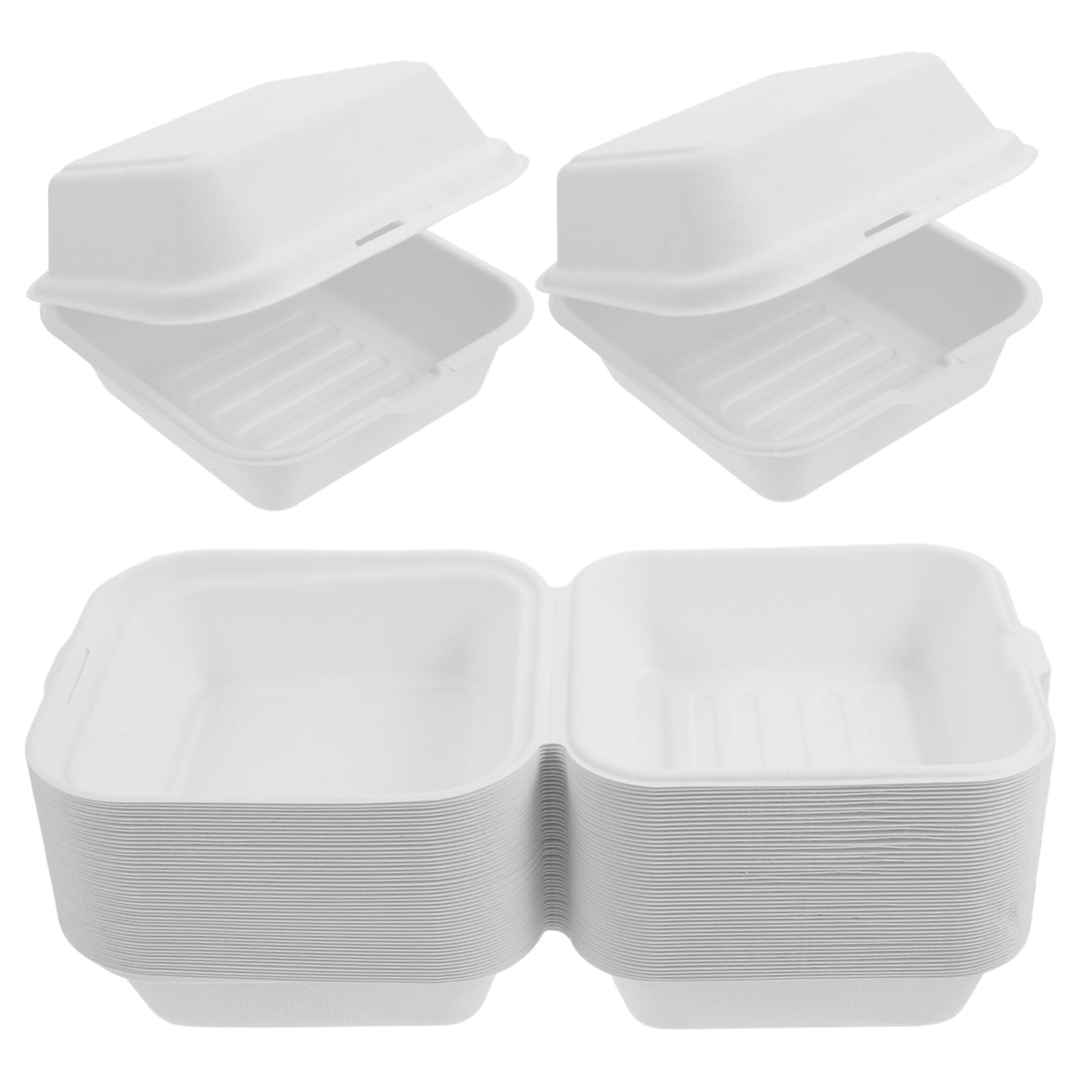 SOLUSTRE 1set Lunch Box Storage Food Container Food Containers with Lids Takeout Container Food Takeout Boxes Snack Containers Take Out Boxes Food Boxes Meal Prep Containers Pulp White 50pcs
