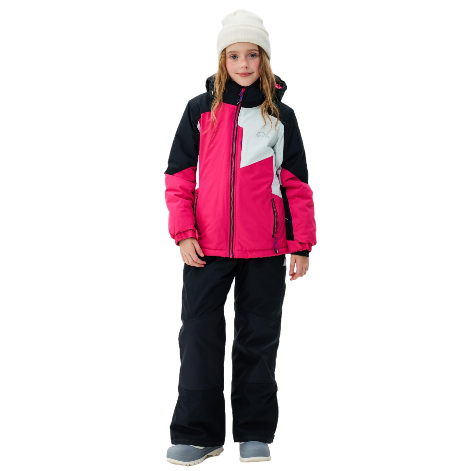 SMONTY Conjunto de Esquí niñas chaqueta y pantalones de esquí de invierno correas con capucha A prueba de viento Impermeable