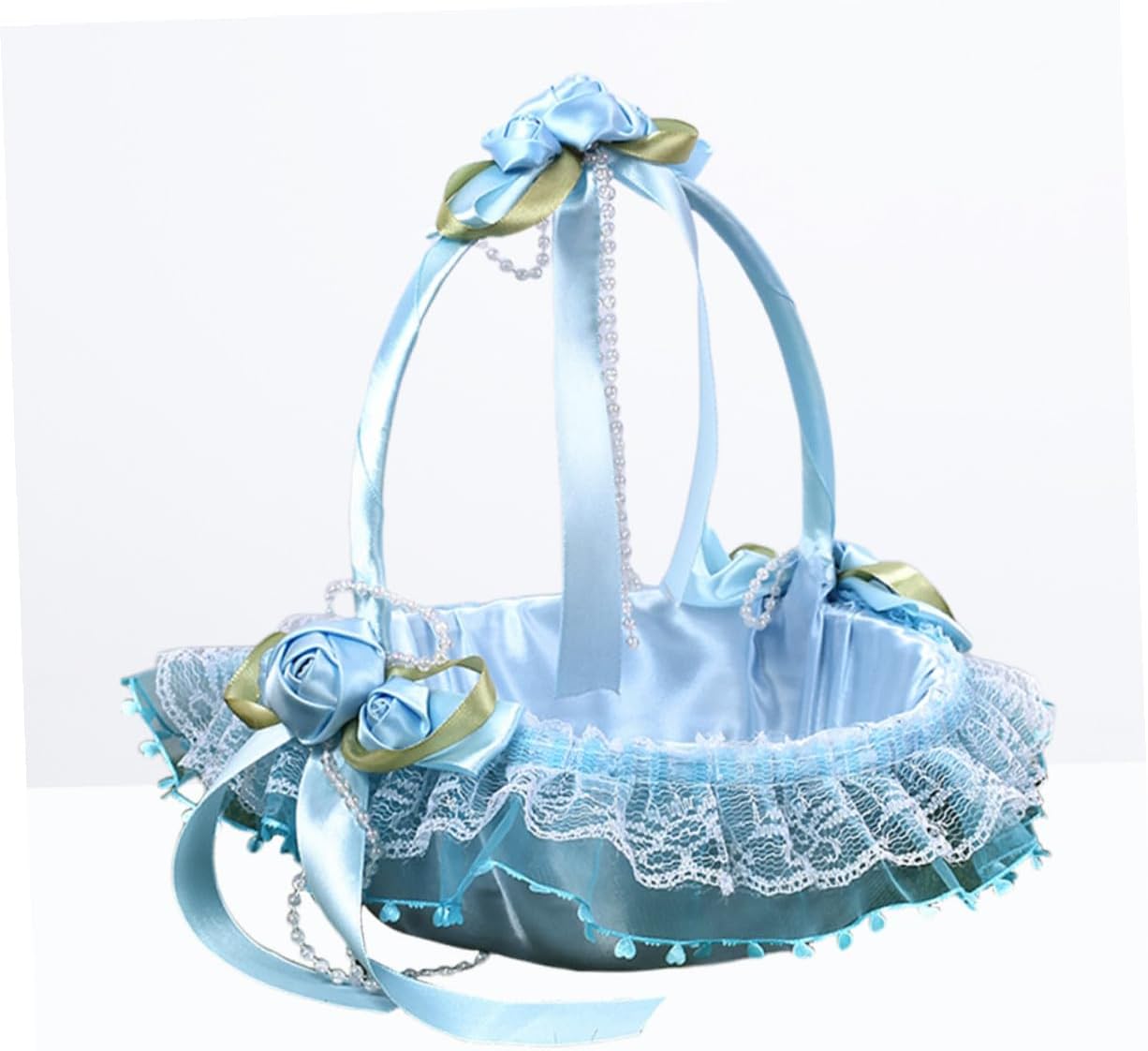 SAFIGLE Wedding Flower Basket for Flower Blue Handheld Wedding Decoration Basket Lightweight Portable Ceremony Supplies