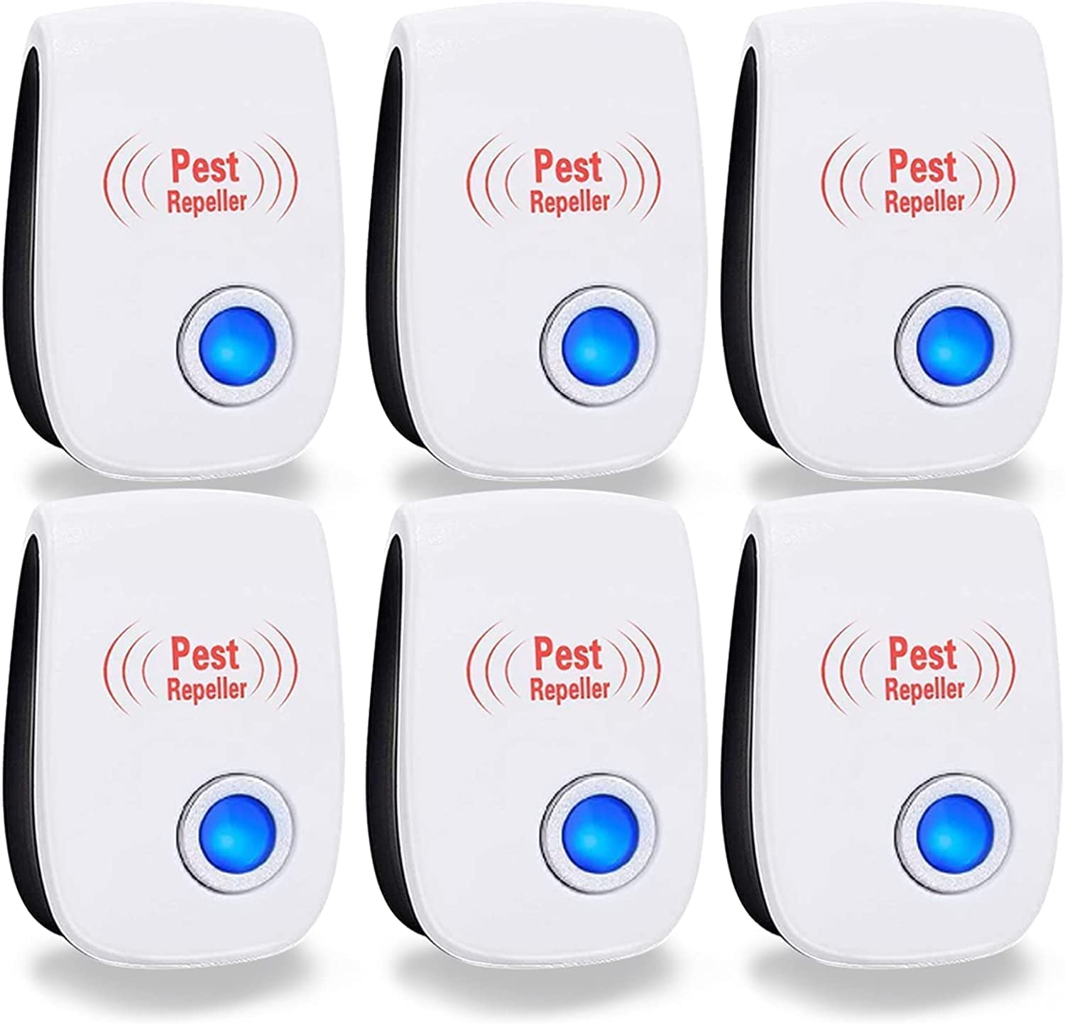 pergoods Ultrasonic Pest Repeller,6 Pack Electronic Plug in Mice and Rat Repeller, Pest Control Insect Spider Repellent Mice Repellent Bugs Control for Spiders, Ants, Mosquitos, Flies (Blue)