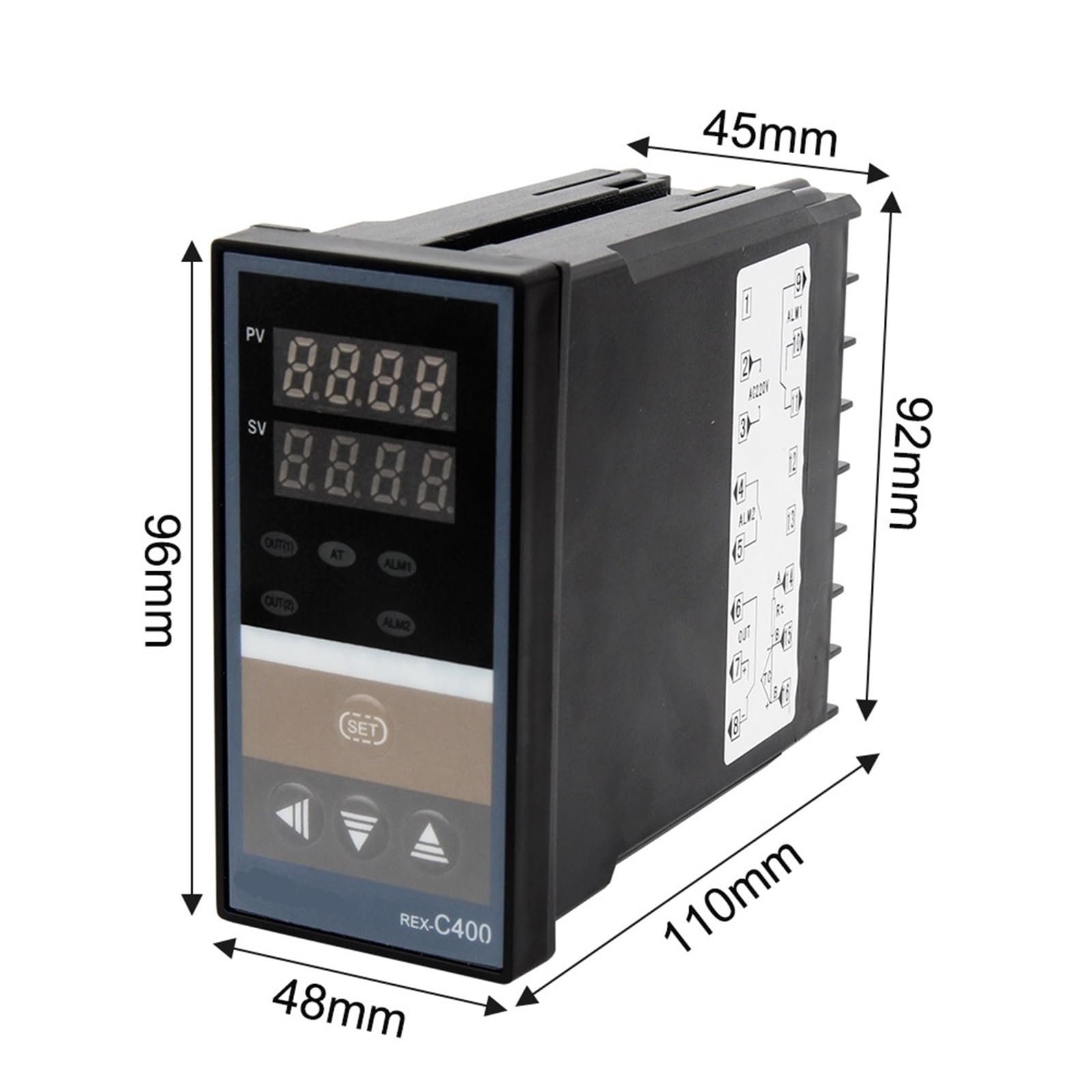 1 x 220 V Cyfrowy przemysłowy regulator temperatury PID RKC z przekaźnikiem REX-C100-C400-C700-C900 i wyjściem przekaźnikowym SSR dla termostatu (REX-C410MAN)
