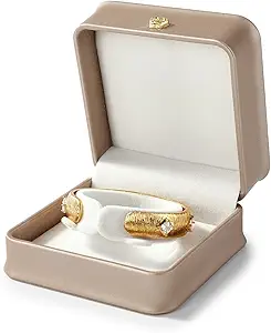 Gorgeous Leather Bracelet Display Box Gift Box with Velvet Interior - Bracelet & Bangle Storage (Champagne Gold)
