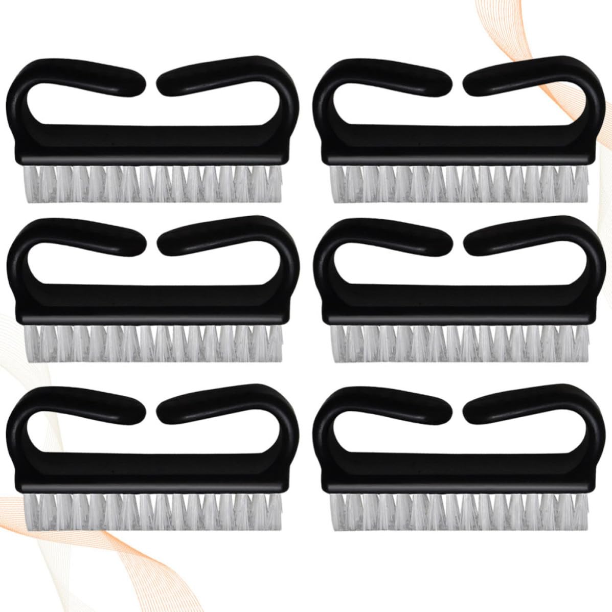 6pcs Manicure Brush Set Large Plastic Nail Cleaning Brushes Lightweight and Easy to Grip for Home Use Black