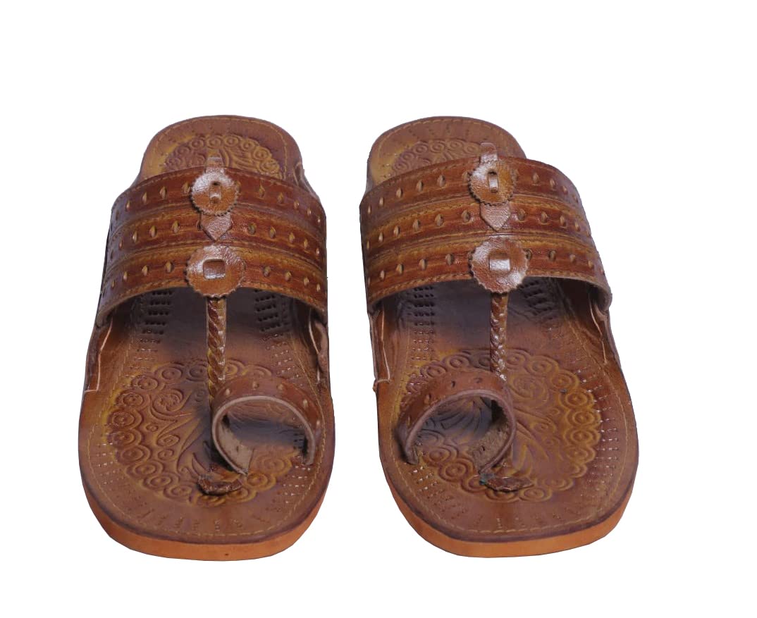 MS KOLAPURI Enterprise Handmade Kolhapuri Chappal Ethnic Leather Footwear with Rubber Sole Slippers for Men