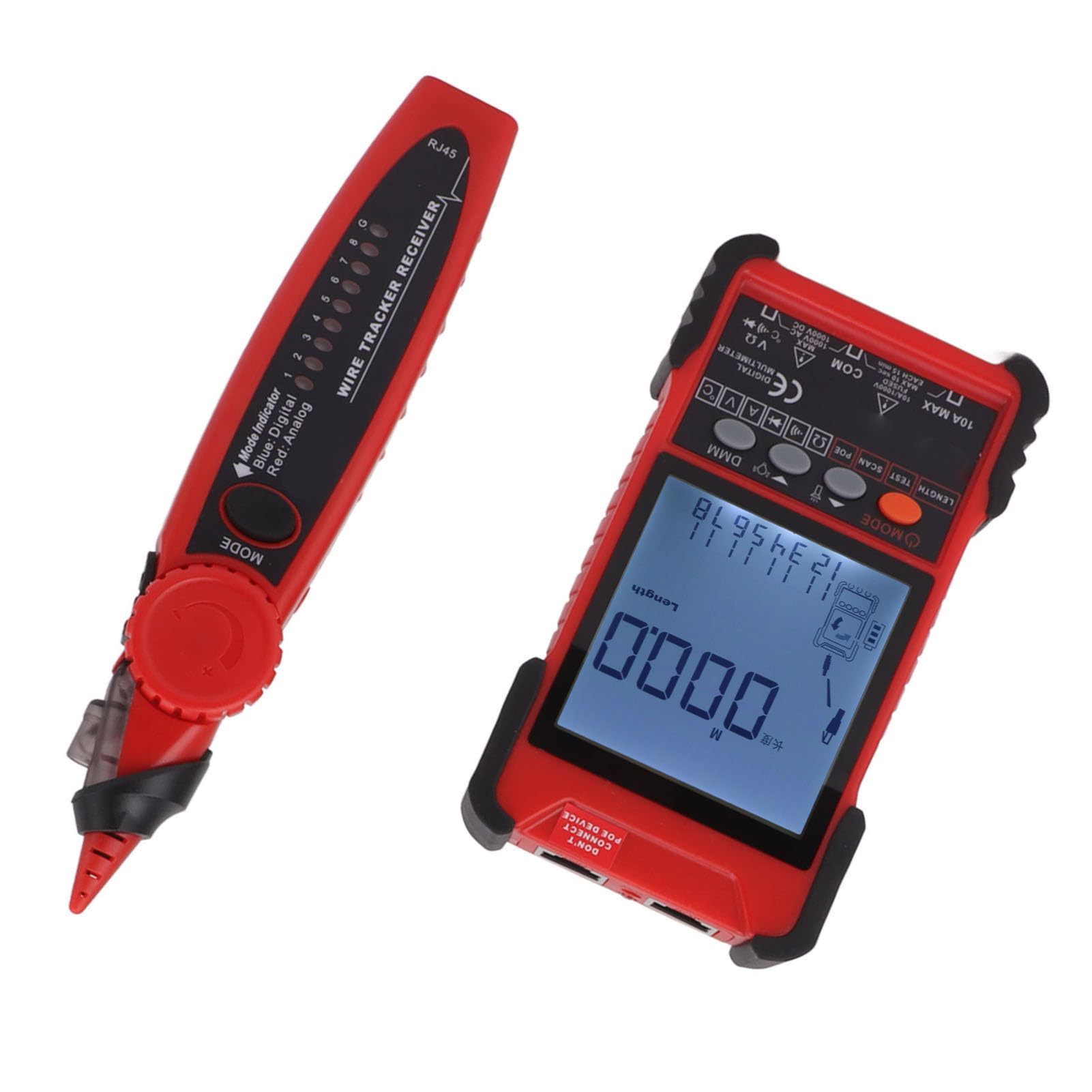 YWBL-WH Kabeltester, Multimeter Kabelsuchgerät, LCD Display (Rot)