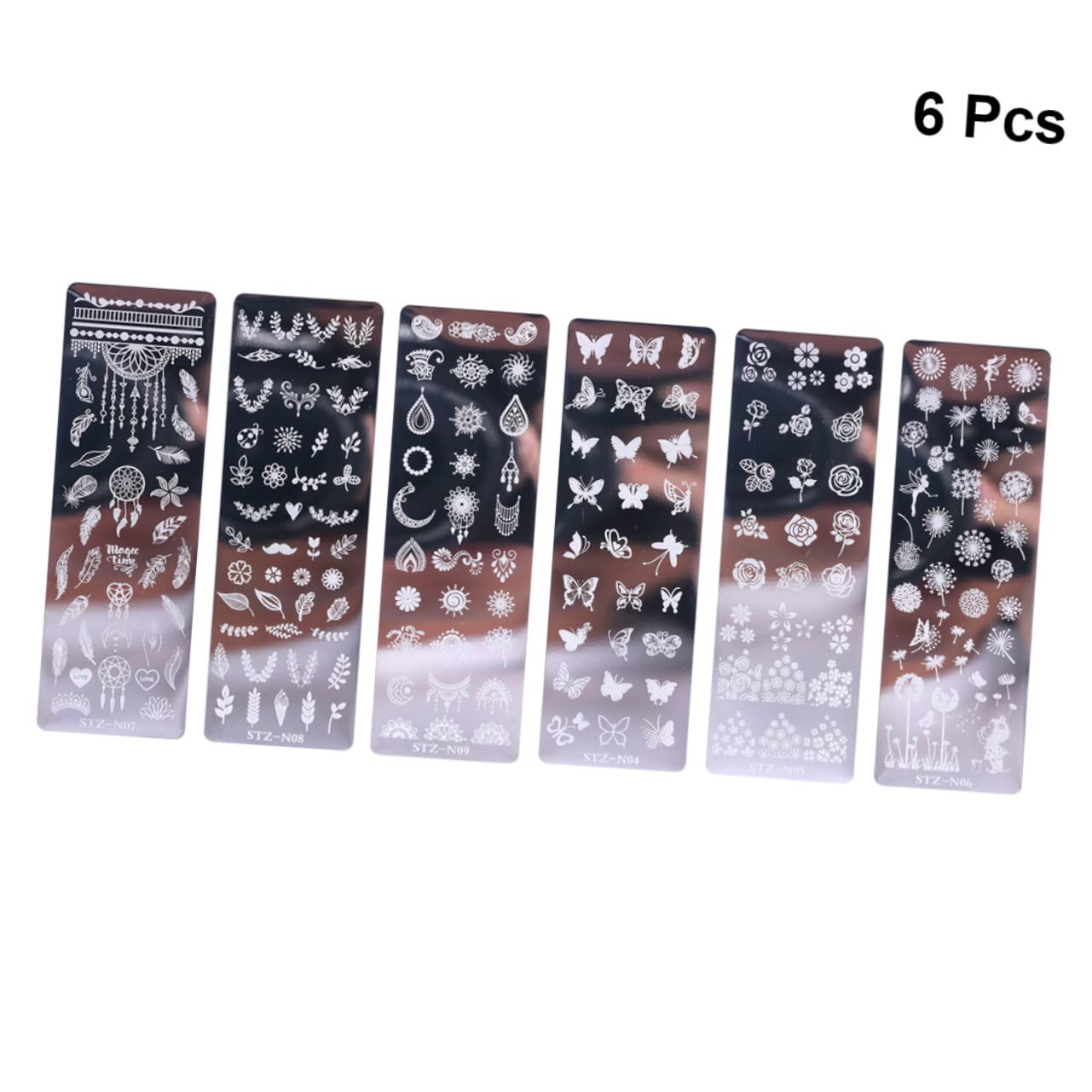 CALLARON 3 Set Piastre Stamping Unghie Acciaio Inossidabile Con Floreali E Farfalle Per Nail Art Creativa E Per Manicure E Speciali 6 Pezzi*3