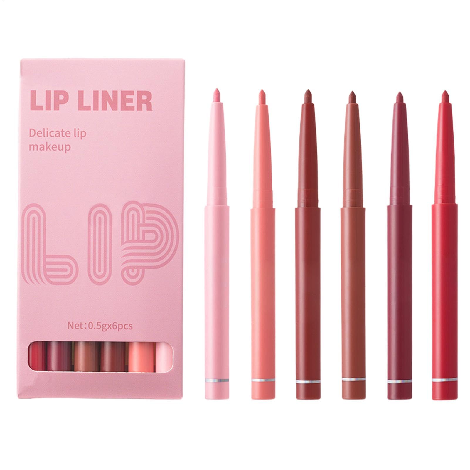 Lip Liner Set- Lightweight Lip Liner Pencils Set For Shaping | Portable Matte Lip Liner, 6X Waterproof Lip Makeup Pencils, Matte Lipstick, Smudge-Proof Lip Liner, Long-Lasting Lip Gloss For Women