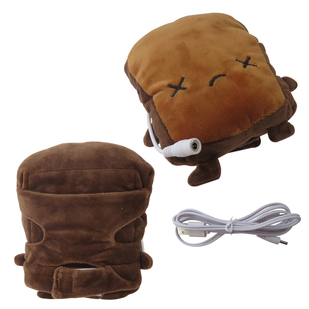 USonline911 New 5V USB Heated Gloves,Soft & Warm USB Heated Gloves,Quick Hand Warmer With Cute Appearance Finger-Less Gloves,A Gift for Christmas Day-Brown Toast
