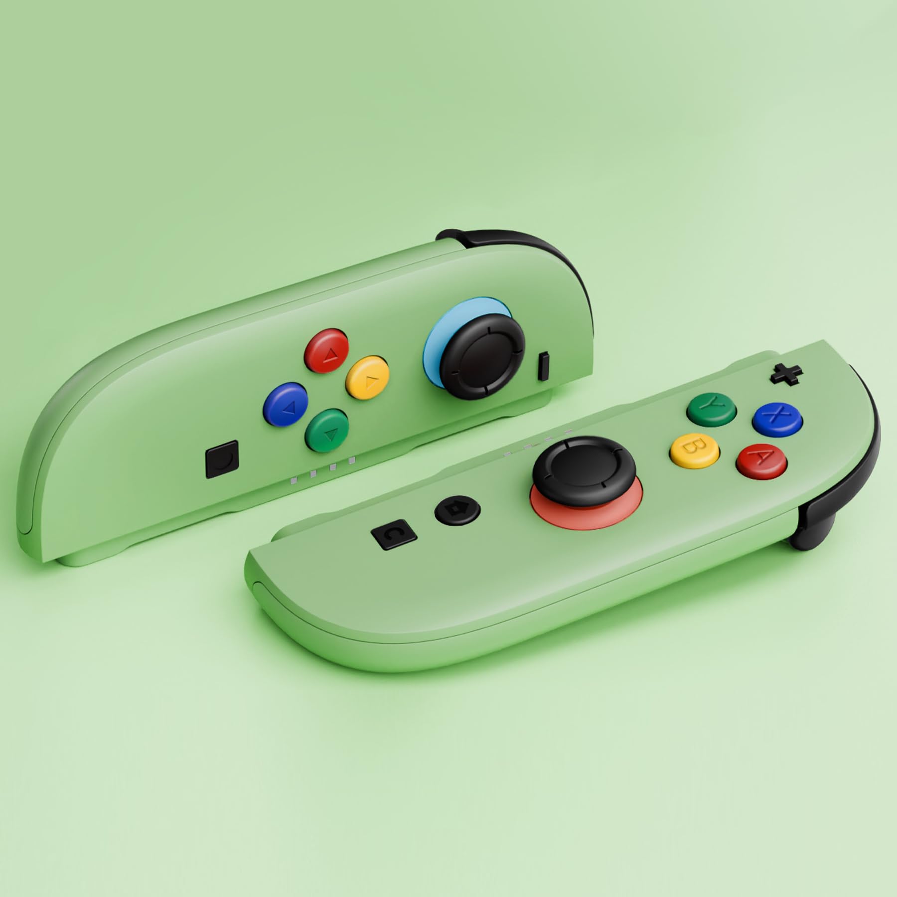 eXtremeRate Ersatz Full Shell & Tasten Set für Switch 2 Joycons, Deluxe Version DIY- Front Gehäuse/Back Case/Griff Deko-Streifen/Mittel Rahme/Knöpfe Zubehör für Nintendo Switch 2 Joy Con-Matcha Grün