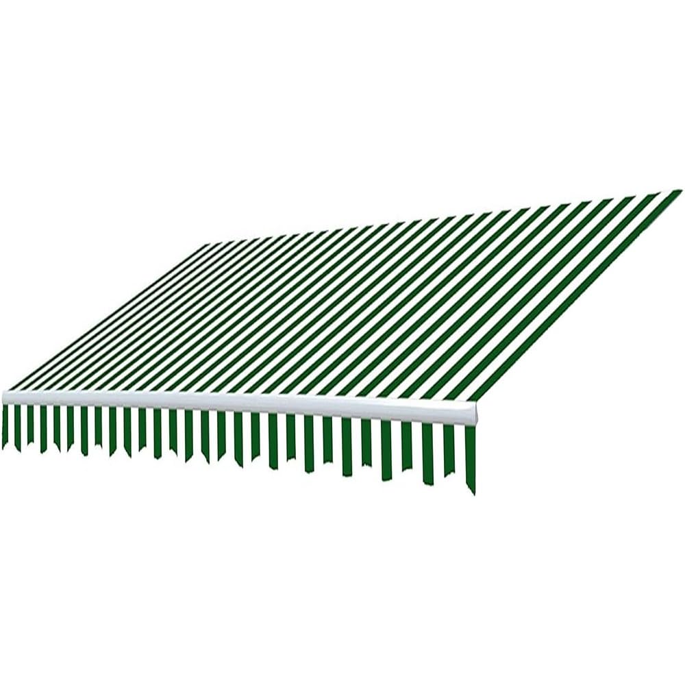 Waterproof Durable Awning Fabric Replacement - Green White Stripes Patio Awning Canopy - Top Cover for Retractable Awning