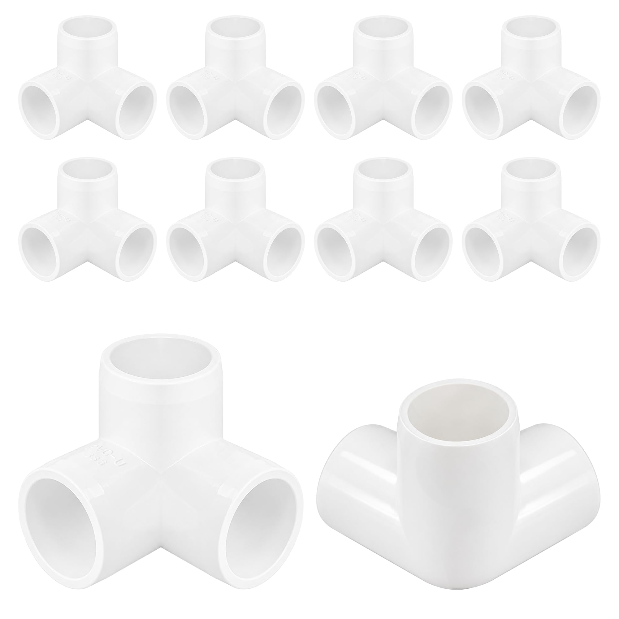 1 Inch 3 Way PVC Connector, White, 10 Pack