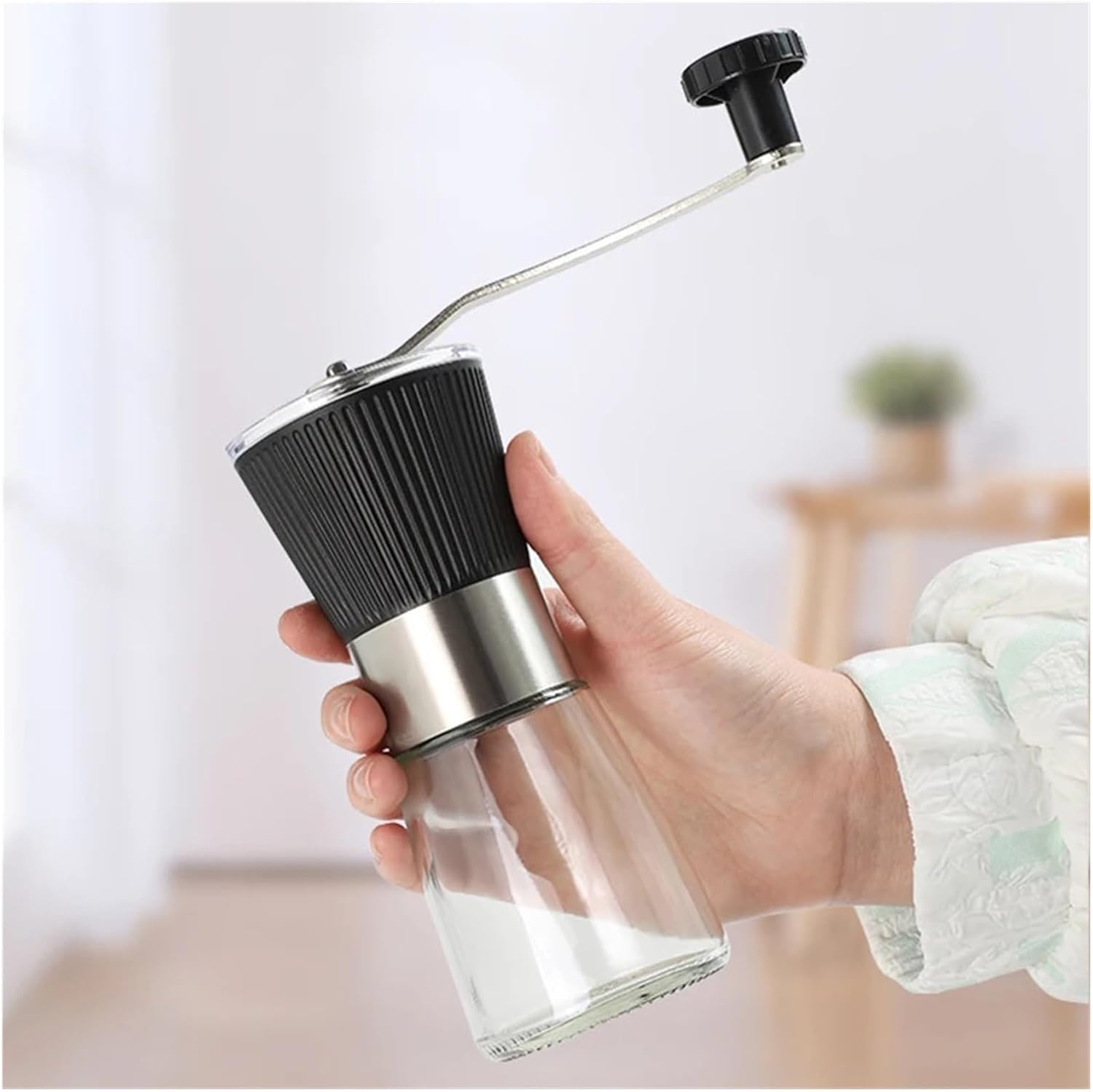 1PCS Manual Coffee Grinder Glass Portable Outdoor Coffee Machine Ceramic Grinding Core Pepper Grain Mill Coffeeware for Kitchen