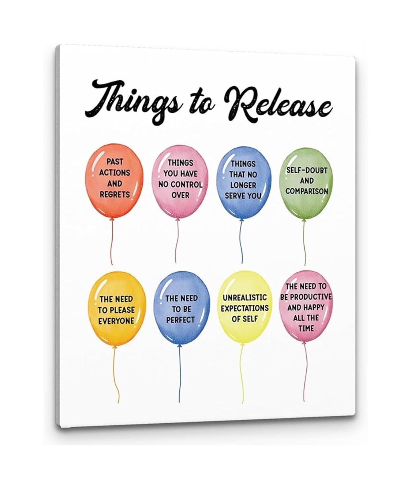 RNUMLIGH Counselor Gift Things To Release Anxiety Quotes Mental Health Art Canvas Print for Office(Framed,16x24inch(40x60cm))