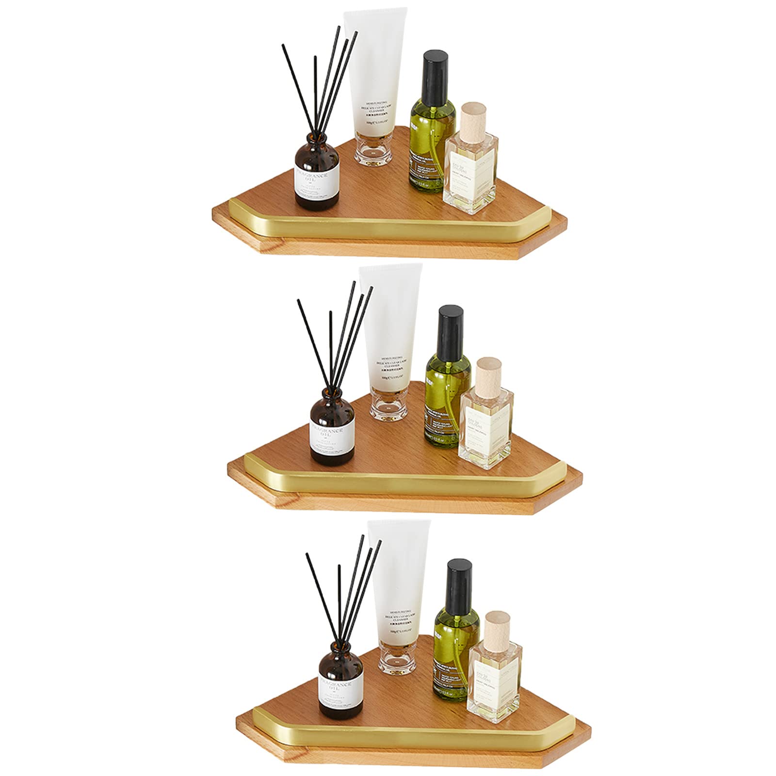 Bathroom Shelf Corner Bathroom Shelving Self Adhesive Shower Caddy Wooden Wall Mounted No Drilling for Toilet Bathroom 3