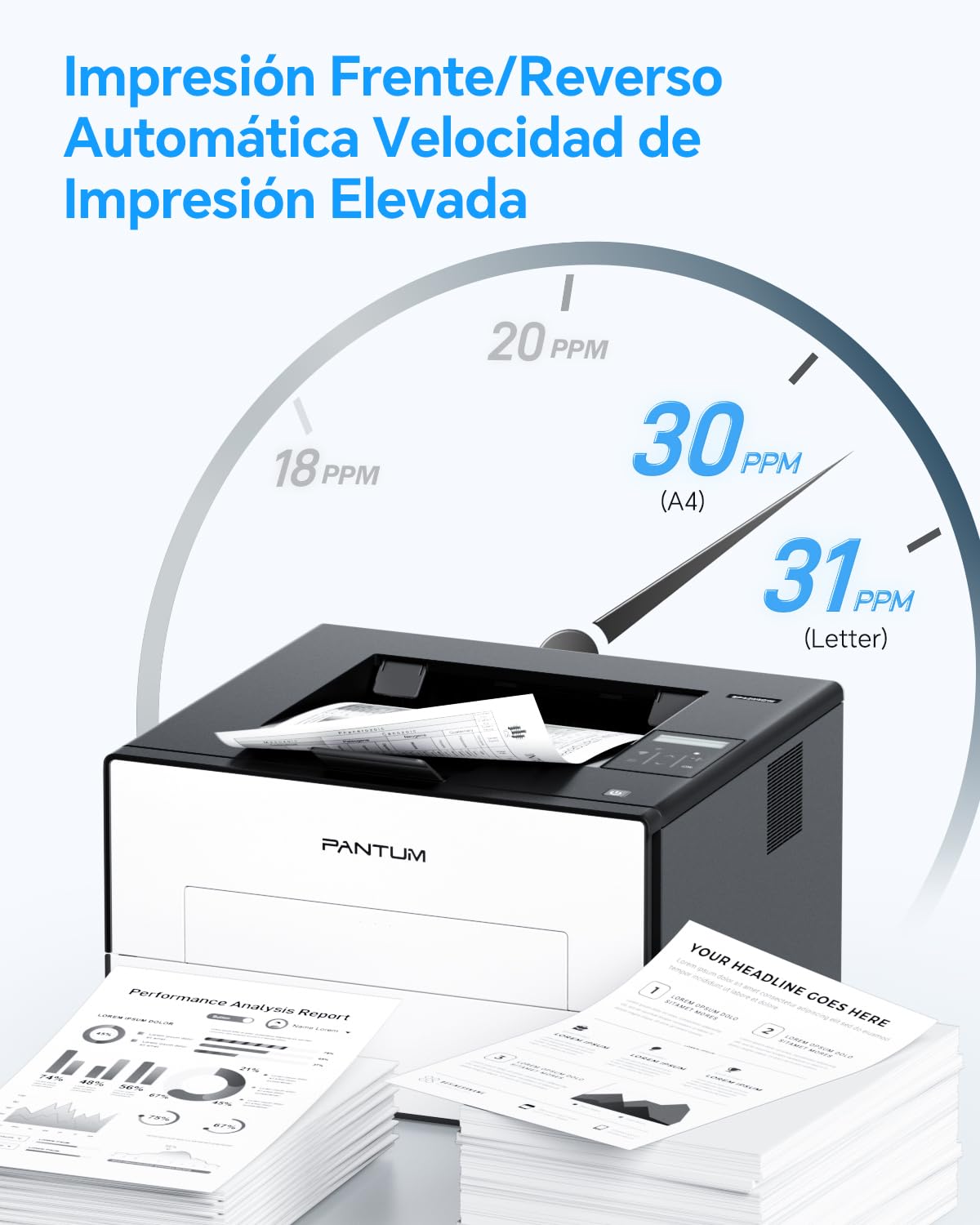 PANTUM BP4209DW Impresora Láser Monocromo WiFi, Impresión Doble Cara Automática, Wi-Fi Direct 2.4G/5G y Bluetooth, AirPrint Mopria, Incluye Tóner y Tambor Iniciales, para Hogar y Oficina
