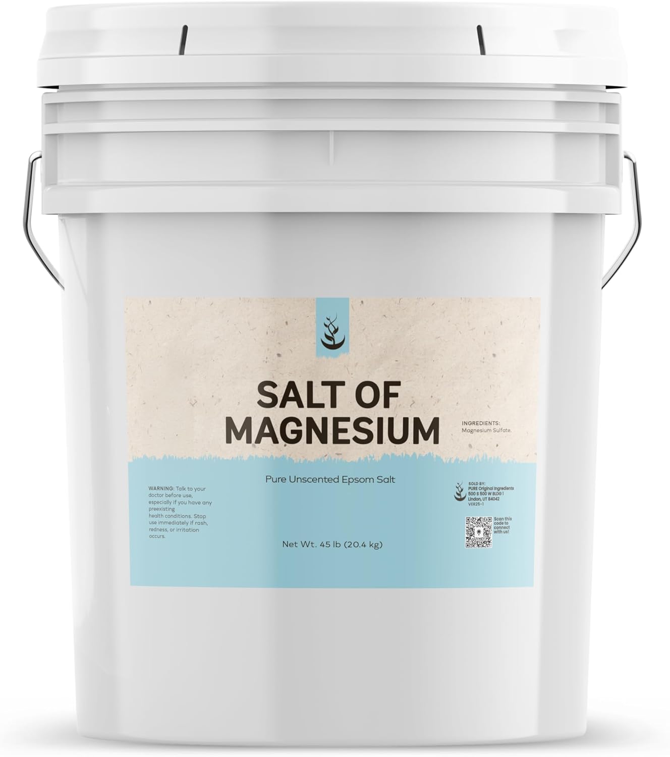 Pure Original Ingredients Salt of Magnesium (5 Gallon) Pure Epsom Salt, Unscented, Natural Skin Scrub