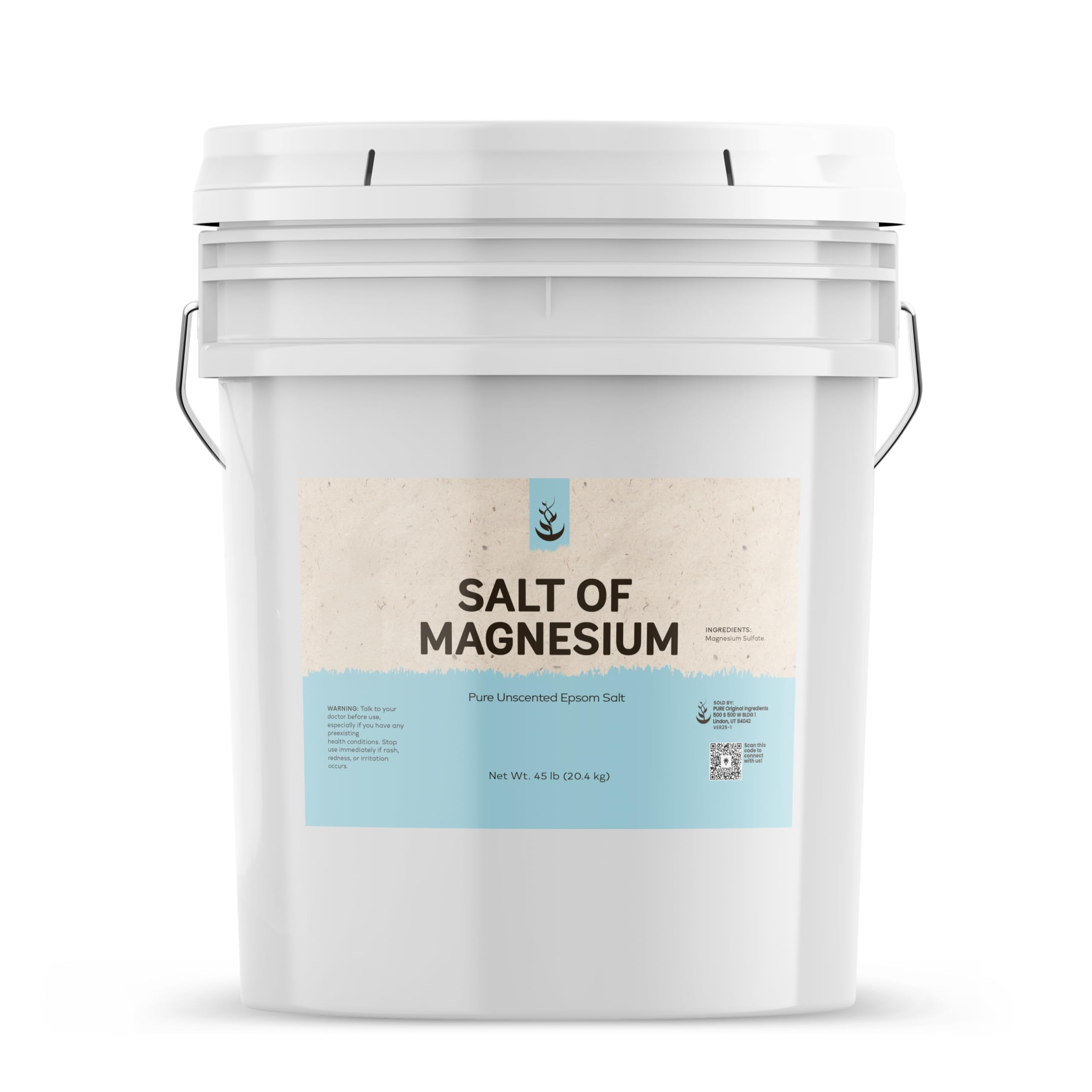 Pure Original Ingredients Salt of Magnesium (5 Gallon) Pure Epsom Salt, Unscented, Natural Skin Scrub