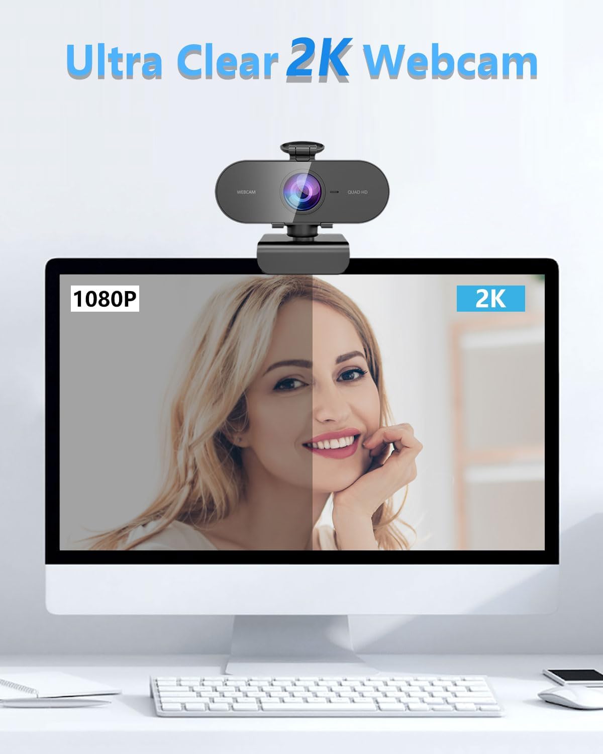 2K Webcam for PC Mac Laptop with Microphone,Full HD France Ubuy
