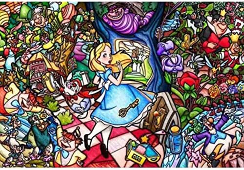 DIY Alice in Wonderland 5D Diamond Painting Full Drill, Princess Girl Colorful Rhinestone Crystal Embroidery Drawing Gift,16"X12" Arts Craft for Home Wall/Room/Decor