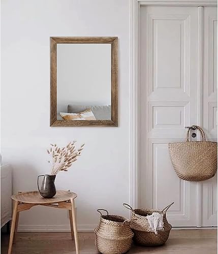 Miniatura 5 de AAZZKANG Espejo de madera rústica de 20 x 16 pulgadas, espejo de pared decorativo rectangular con marco para dormitorio, sala de estar, baño, espejo