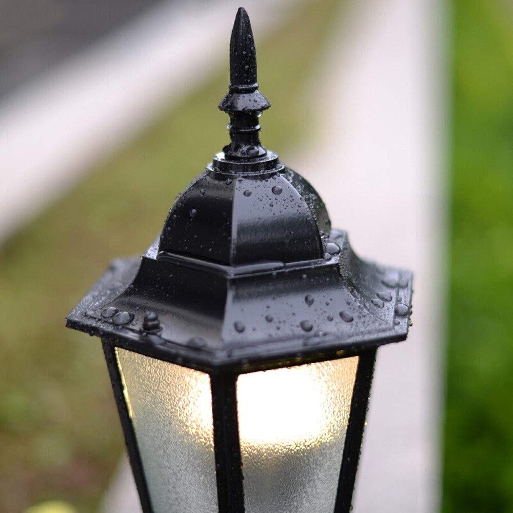 Lampy słupkowe Zewnętrzna europejska odporna na deszcz aluminiowa lampa kolumnowa Antyczna wodoodporna IP56 Słupek Lampa słupkowa LED Zewnętrzny ganek,Czarny