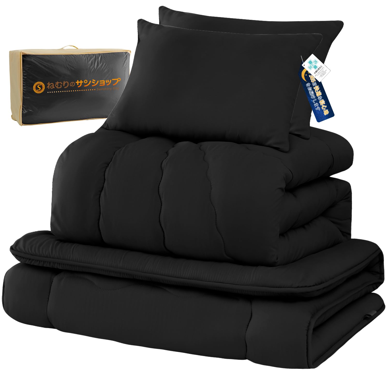 Futon Set, Double, 5-piece Set, Bedding Set, Washable, Comforter Set for Guests, SEK Certified, Antibacterial, Deodorizing, Dust Mite Resistant, High Density Solid Cotton, 3-Layer Matton, Filling 4.4-picture-28