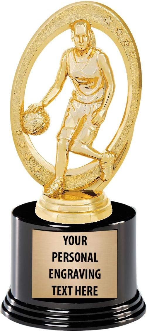 Crown Awards Basketball Trophies with Custom Engraving, 7.25" Personalized Girls Basketball Championship Trophy On Deluxe Round Base