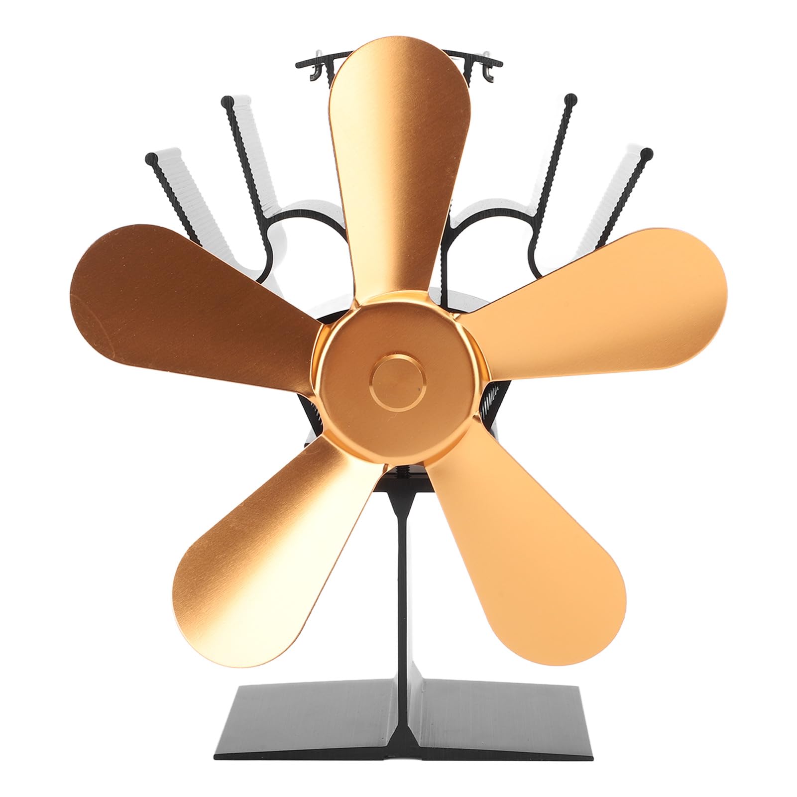 Ventola per Stufa Alimentata a Calore a 5 Pale Ventola per Stufa a Legna Efficiente per Uso Domestico Lega di Alluminio Ecologica 1 X di Calore (Oro)