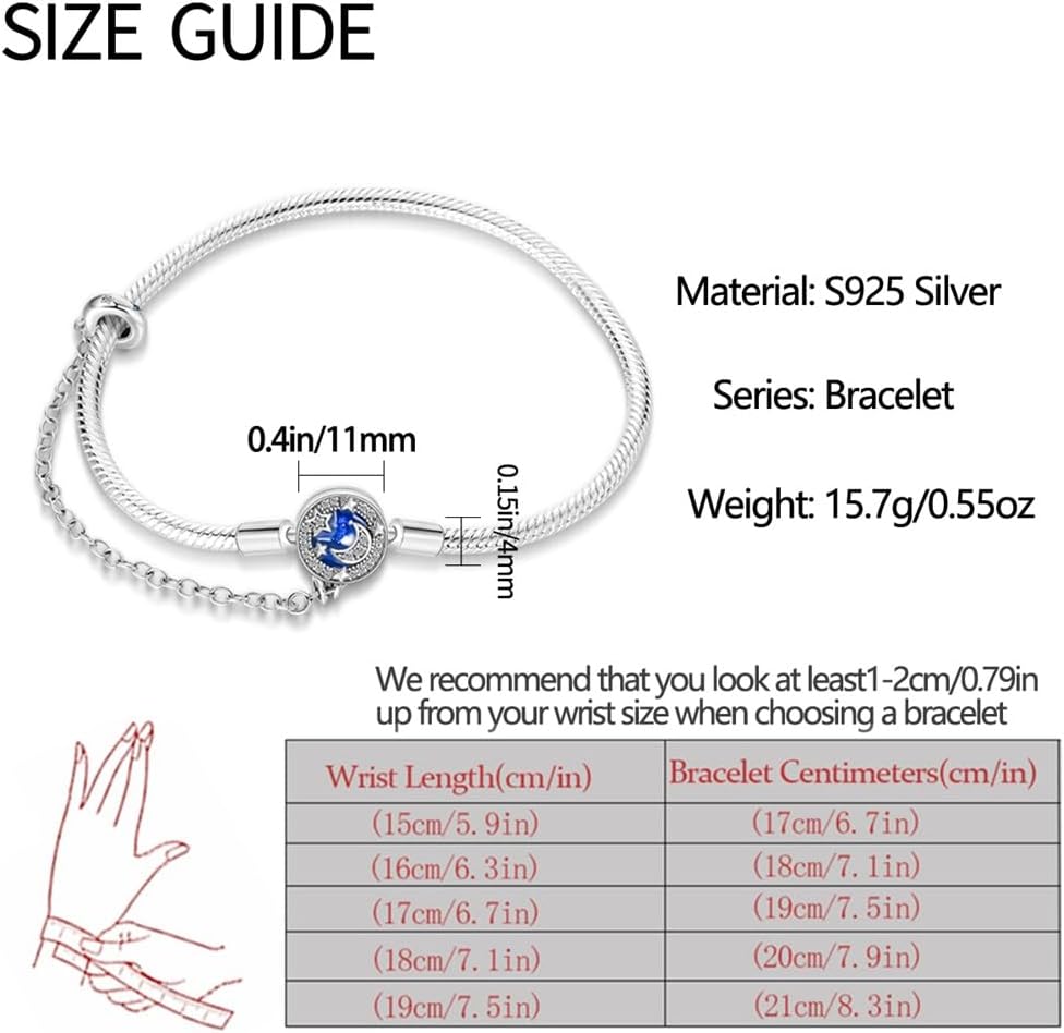 Pandach 925 Sterling Silver Charm Bracelet For Woman Basic Butterfly Heart clasp Snake Chain Bracelet Gift for Teen Mother Daughter - Image 4