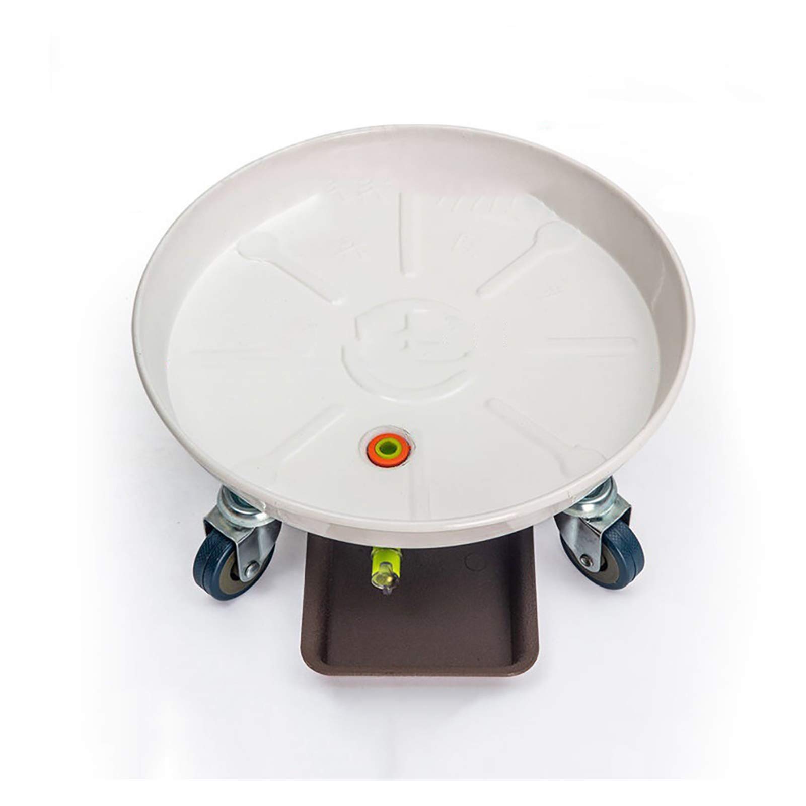 Chariot de manutention Robuste en métal pour Pots de Fleurs, Support Rond en Acier avec roulettes et Trou de Drainage (Couleur : Blanc, Taille : 44 cm)