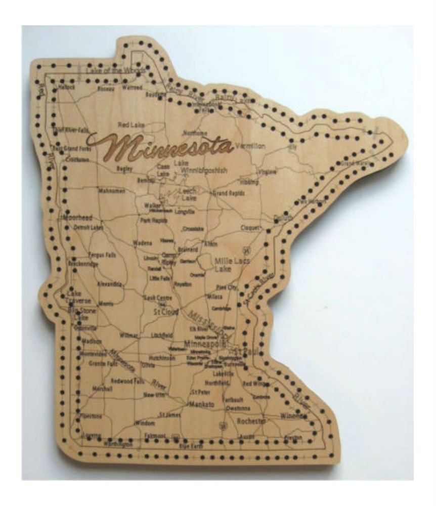 COLIBROX Minnesota State Shape Road Map Cribbage Board