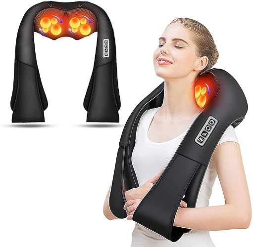 AERLANG Shiatsu Back and Neck Massager, Back Massager Deep Tissue Kneading Neck and Shoulder Massage with Heat, Electric Massage Pillow Fathers Day Gift Ideas from Daughter Son(NOT Cordless) - Black