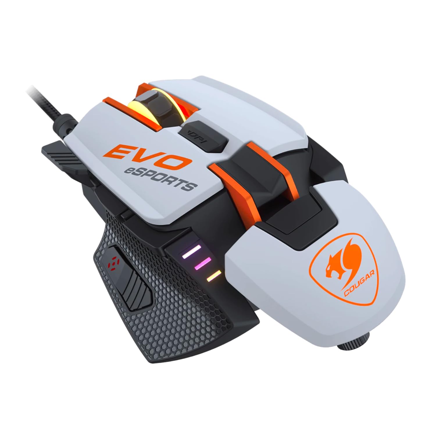 COUGAR Gaming | Ratones Gaming | 700M EVO White E-Sport - Ergonómico - Sensor óptico Pixart PMW3389 - Reposamanos Ajustable - Estructura de Aluminio - Peso Ajustable