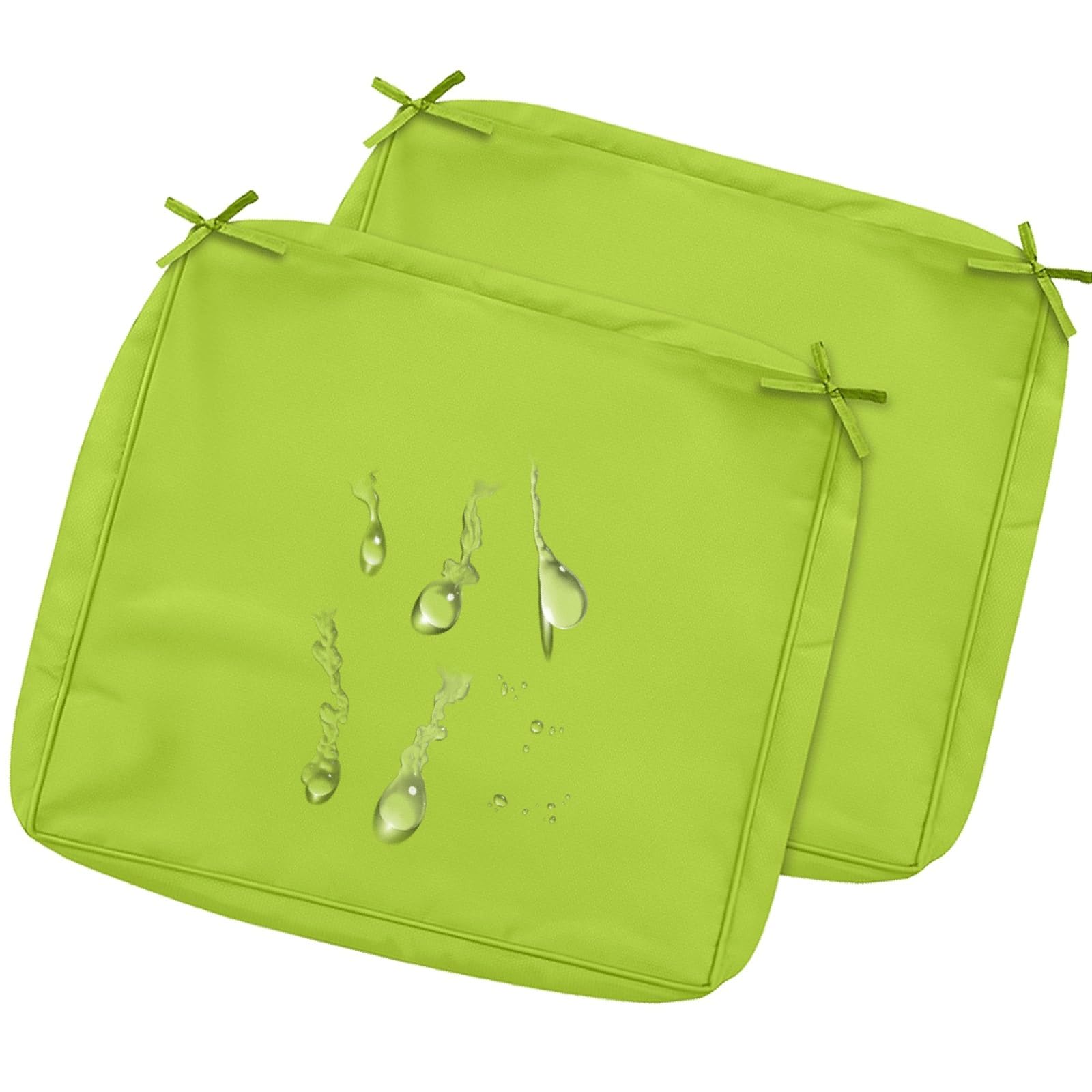 uyeoco 2-Pack Waterproof Sofa Seat Cushion Covers with Zipper, 60x60cm & 55x55cm, Chair Seat Pads Cover for Indoor & Outdoor Patio Rattan Furniture(Lime green,55x55x10cm)