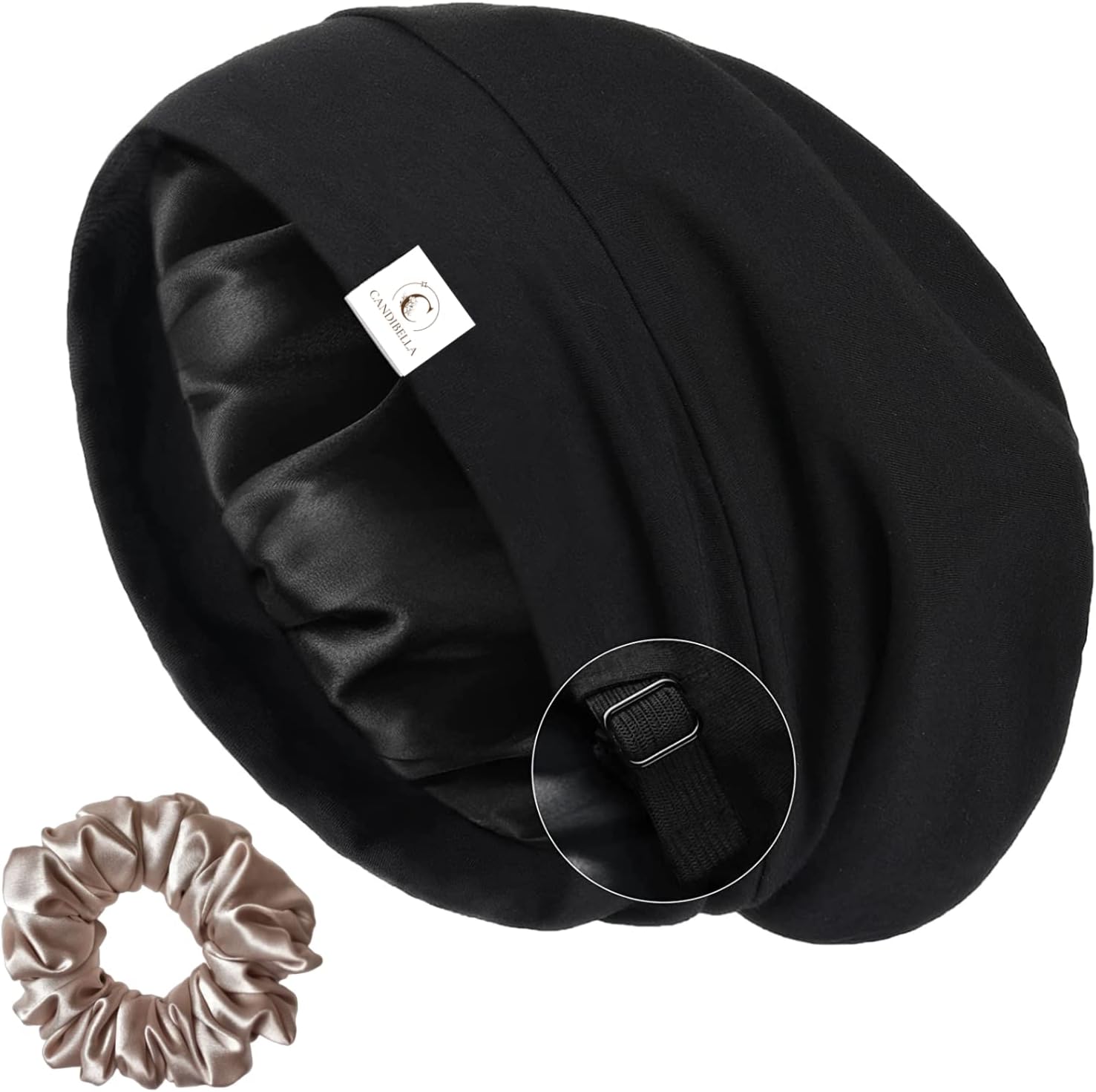 Satin Silk Bonnet, Adjustable Slouchy Beanie for Men & Women, Curly Hair Cover, Silky Lined Cap for Sleeping