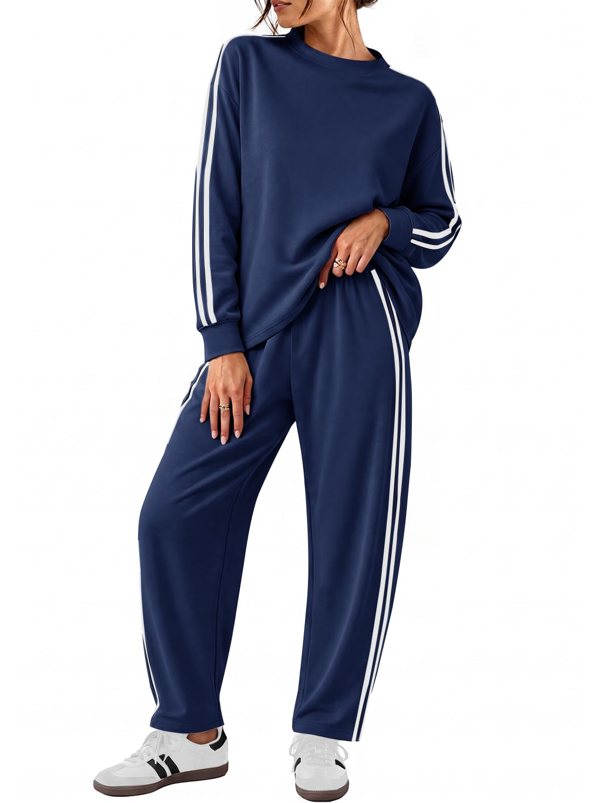 Yousify Women's 2 Piece Outfits Side Stripe Tracksuit Fall Matching Sets
