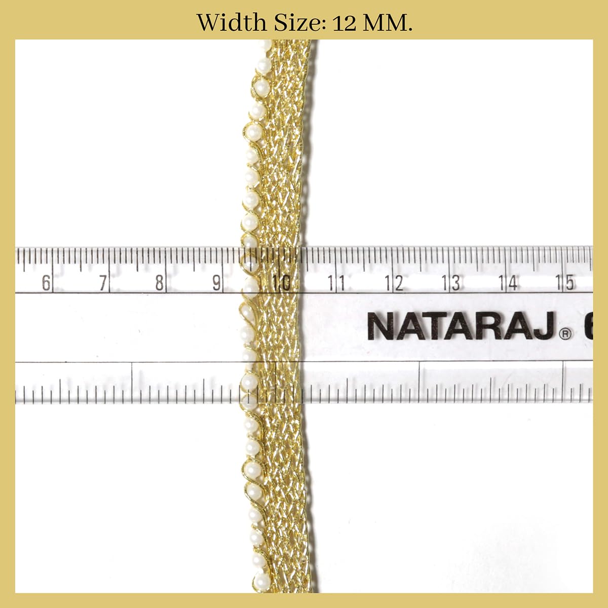 Embroiderymaterial Pearl Lace with Shimmering Gold Finish Zari Border Lace Perfect for for Saree, Blouse, Dupatta, Lehenga, Sewing, Designing Crafts and Home Decor (9 Meter) 2