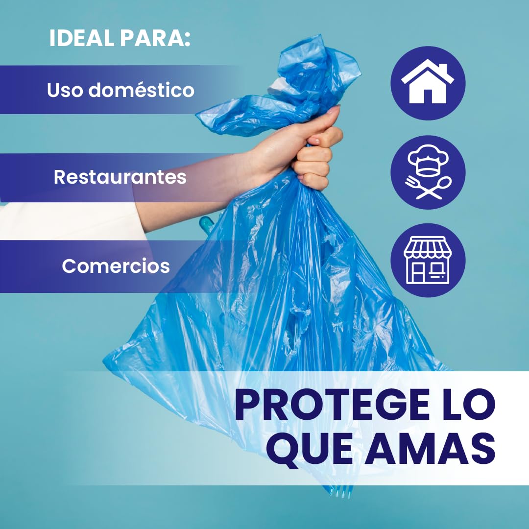 SANJOMA Bolsas Basura 30L | Ideal Para Cocina y Jardín, Alta Durabilidad y Resistencia | Bolsas Basura Grandes, Color Azul, Rollo de 25 Unid. | Caja De 50 Rollos De Bolsas De Basura 52 x 60 cm