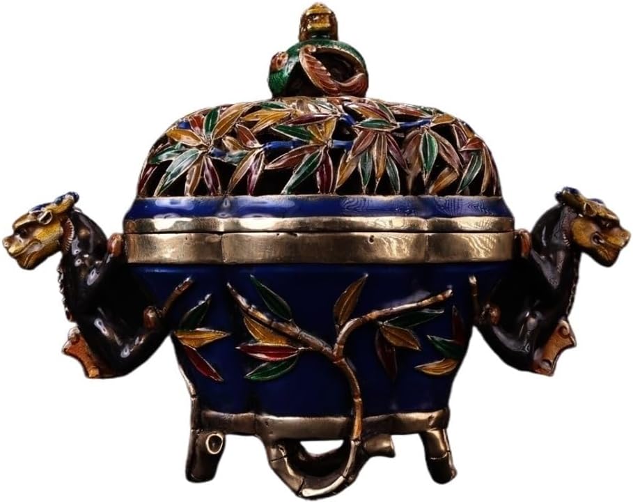 Incense Stick Holder Incense Burner Ornaments, Home Crafts, Antique Collection Decorative Incense Burner, Copper Incense Burner with Cover Incense Holder for Sticks