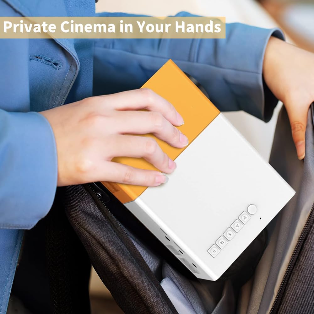Mini Projecteur Portable 1080P Full HD avec Télécommande HDMI Audio Smartphone Tablette PC TV Stick USB AV Jaune