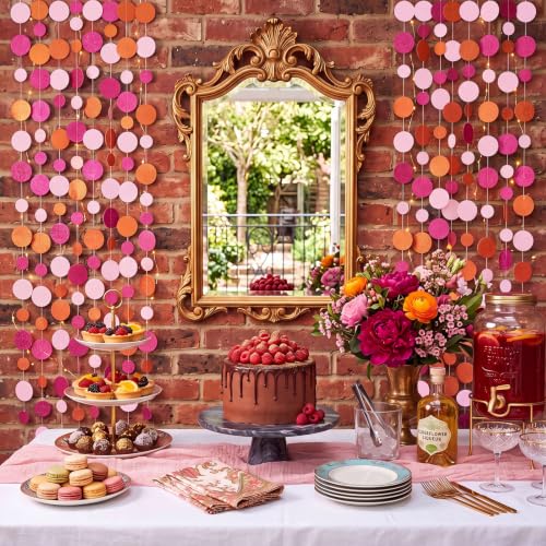 Image of Outus 5 Pieces Dot Garland Banner Hanging, Pink and Orange