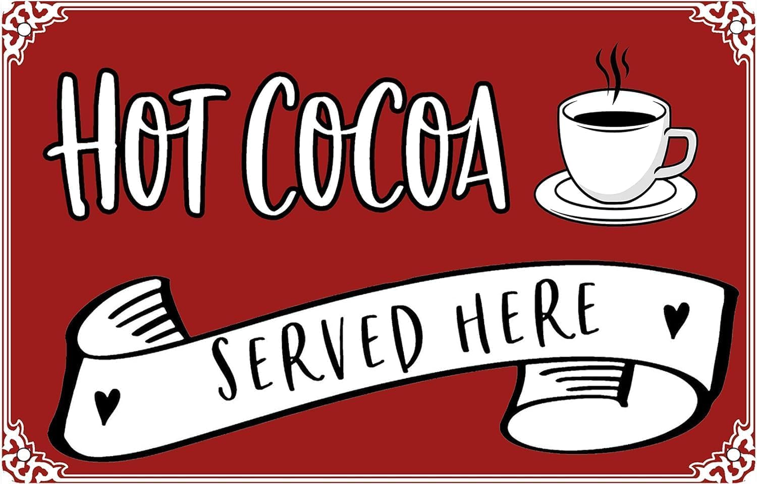 peiyeety Hot Cocoa Sign Old Fashioned Tin Sign Hot Cocoa Metal Signs Wall Art Home Decor Kitchen Coffee Wall Decor-8x12Inch